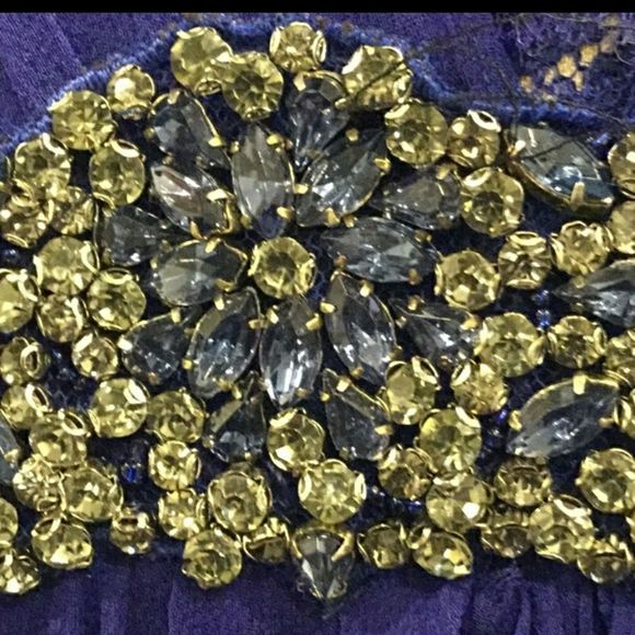 TeryJon Embellished Lace Georgette Gown - Blue - Picture 6 of 8